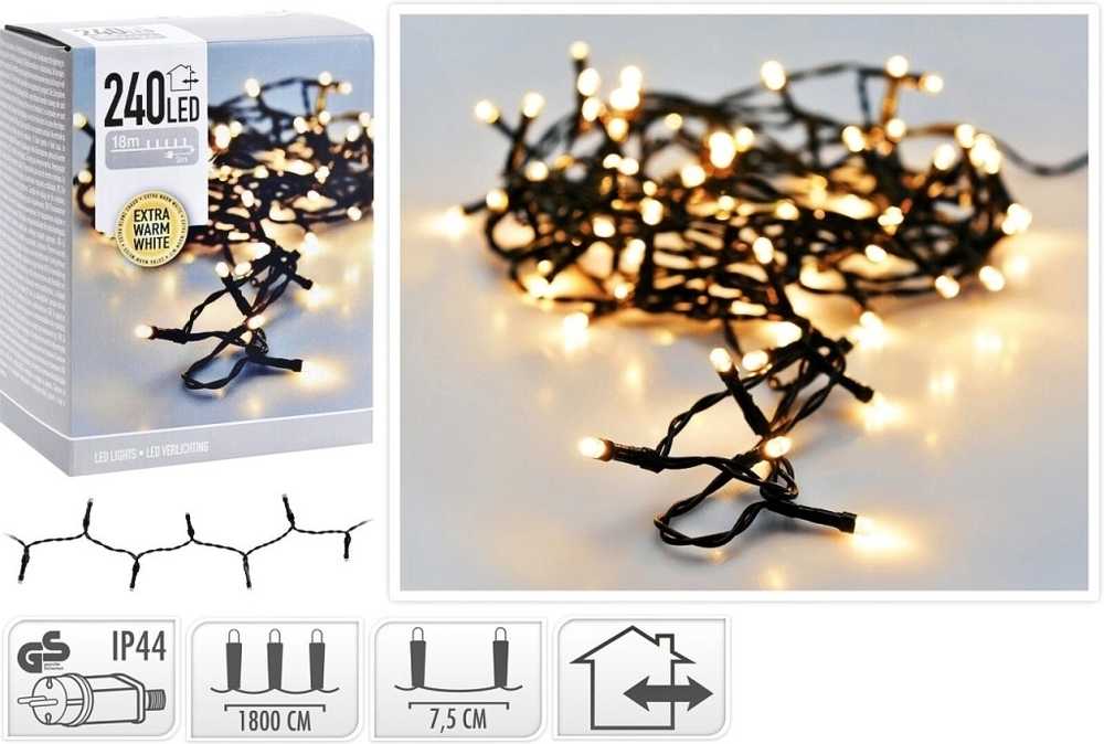 Homestyling Vánoční světelný řetěz teplá bílá 240 LED / 18 m