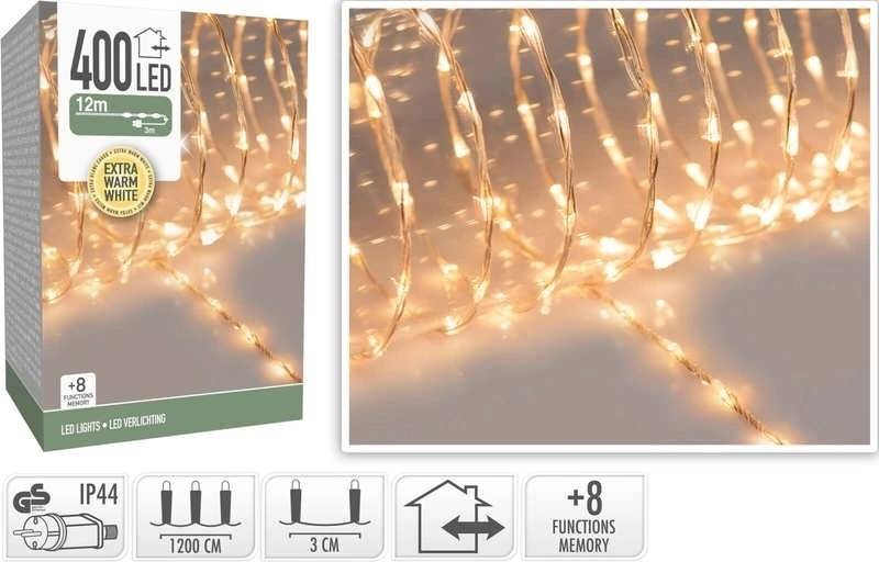 Homestyling Vánoční světelný řetěz teplá bílá 400 LED / 12 m