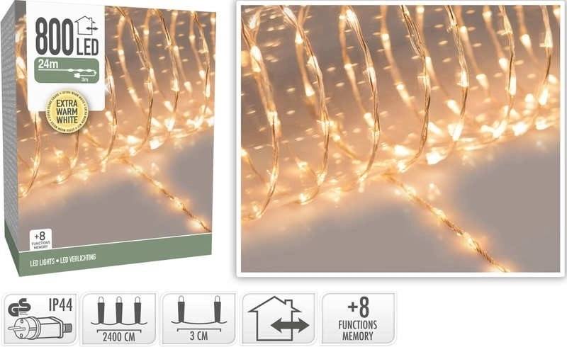 Homestyling Vánoční světelný řetěz teplá bílá 800 LED / 24 m