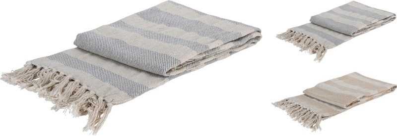 Homestyling Deka se střapci bavlna 130 x 170 cm béžová