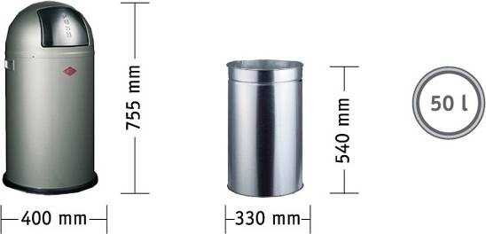 Wesco Pushboy Odpadkový koš 50 l, mátový