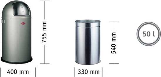 Wesco Pushboy Odpadkový koš 50 l, mátový