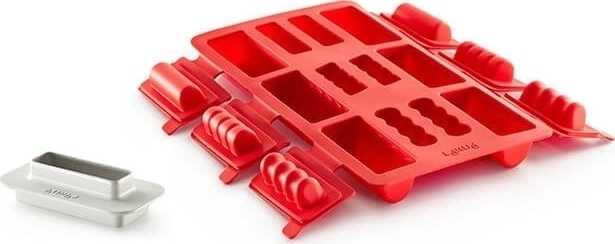 Lékué Set na zmrzlinové dezerty Mini Buche půlkulaté, červený