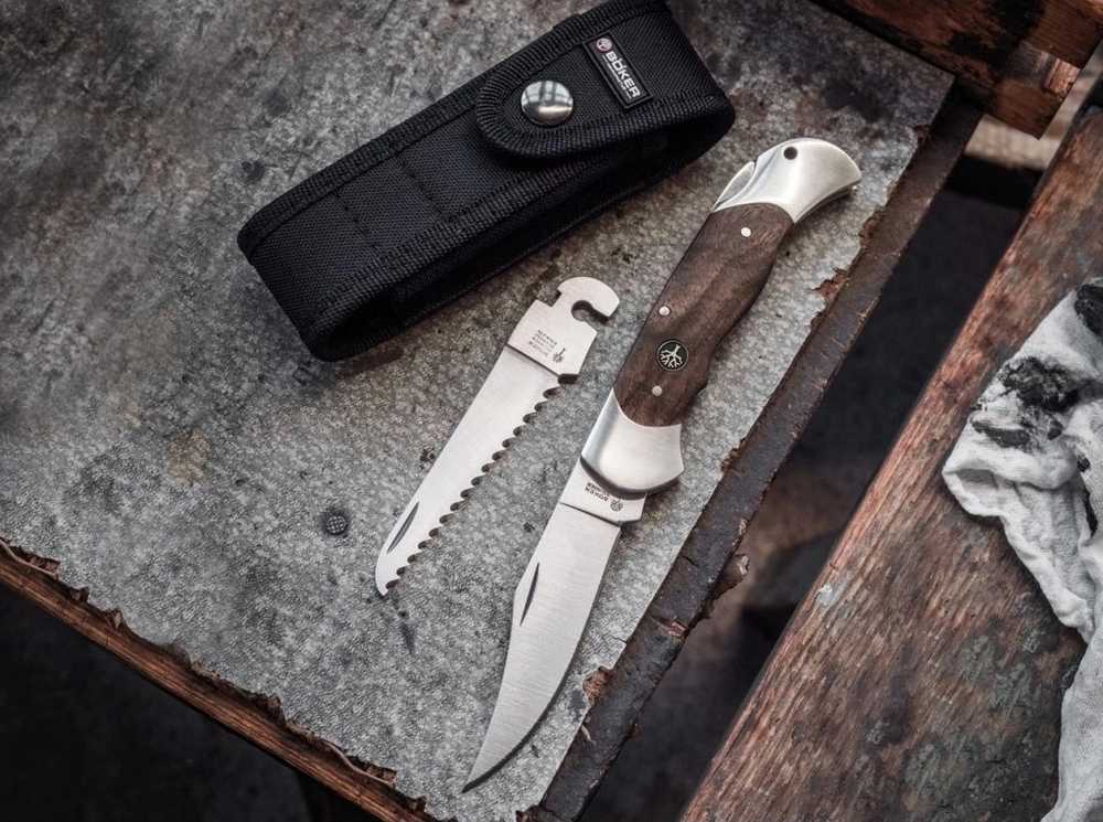 Böker Solingen Kapesní nůž s pilkou Optima Walnut Set