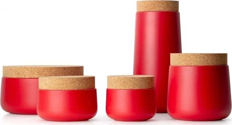 Continenta Dóza keramická s korkovým víkem 13 cm červená