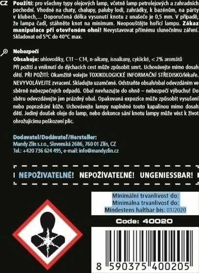 Mandy Lampový olej čirý 1l