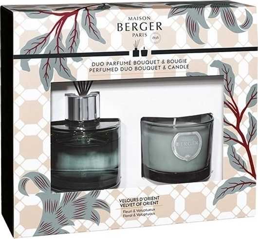 Maison Berger Paris Dárková sada Duo Mini Adagio: aroma Difuzér s náplní 80 ml + vonná svíčka 80 g, Samet z Orientu