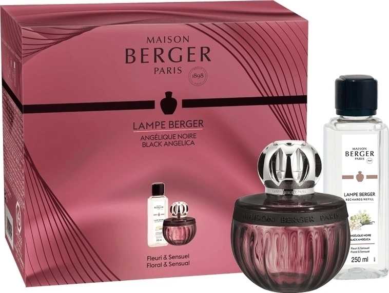 Maison Berger Paris Dárková sada: katalytická lampa Duality růžová + Černá Angelika, 250 ml