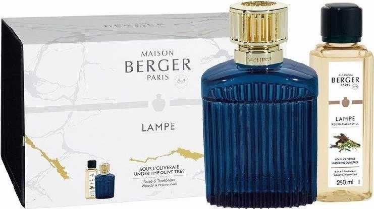 Maison Berger Paris Dárková sada: katalytická lampa Alpha, královská modř + Pod olivovníky, 250 ml