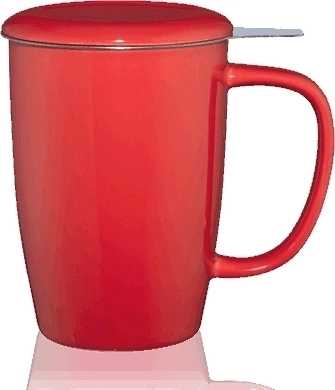 Kusmi Tea Vysoký hrnek na čaj T.TOTEM s nerezovým sítkem, 0,44 l, červený