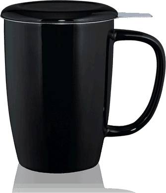 Kusmi Tea Vysoký hrnek na čaj T.TOTEM s nerezovým sítkem, 0,44 l, černý