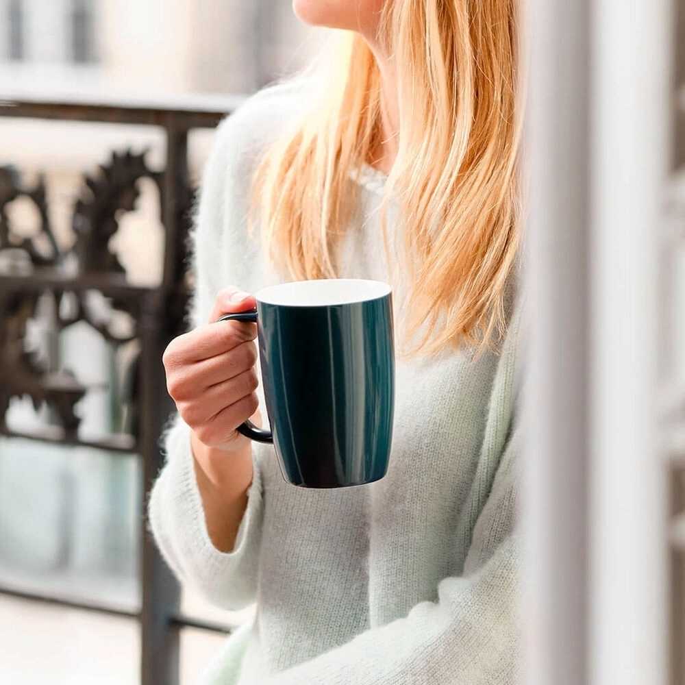 Kusmi Tea Vysoký hrnek na čaj T.TOTEM s nerezovým sítkem, 0,44 l, bílý