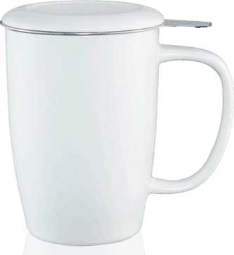 Kusmi Tea Vysoký hrnek na čaj T.TOTEM s nerezovým sítkem, 0,44 l, bílý