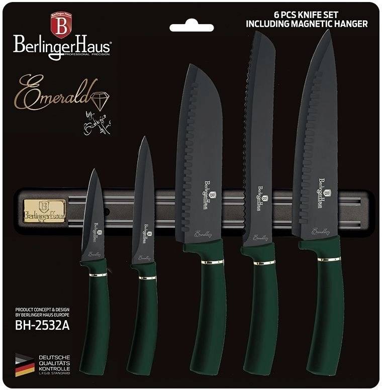 Berlingerhaus Sada nožů s magnetickým držákem 6 ks Emerald Collection