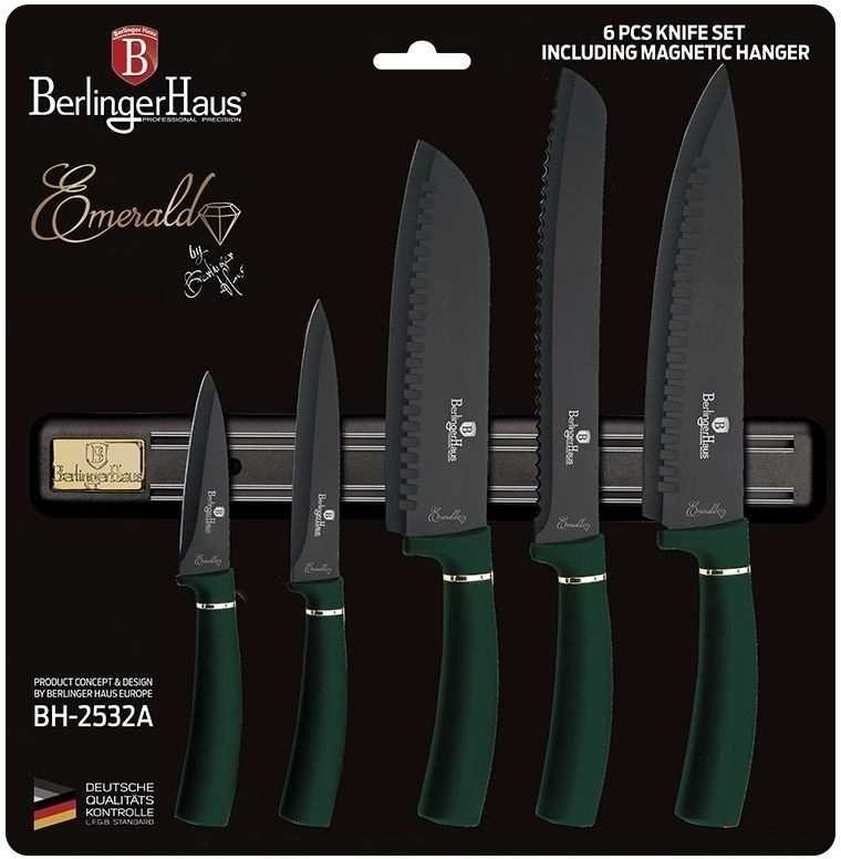 Berlingerhaus Sada nožů s magnetickým držákem 6 ks Emerald Collection