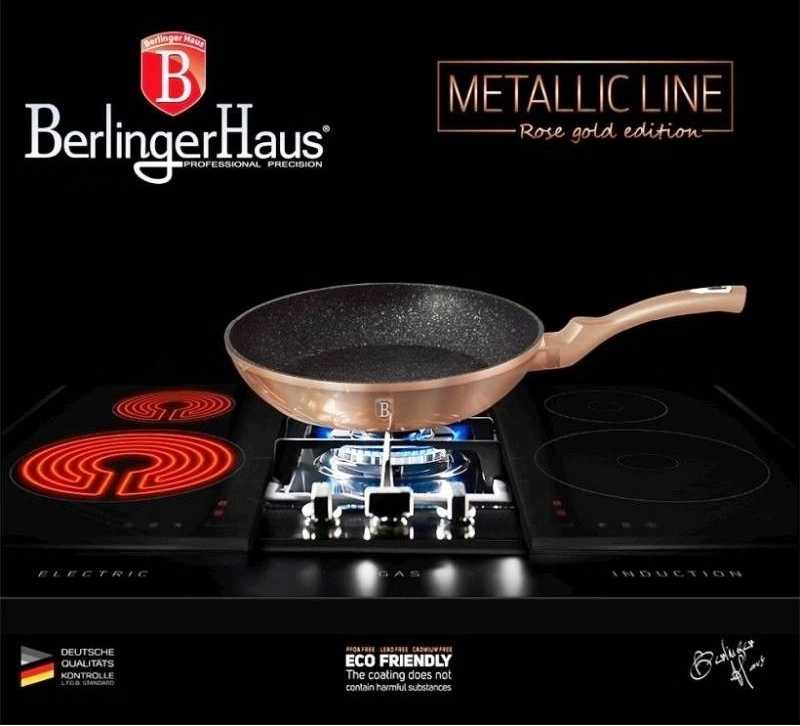 Berlingerhaus Pánev s mramorovým povrchem sada 2 ks Rosegold Metallic Line BH-1611