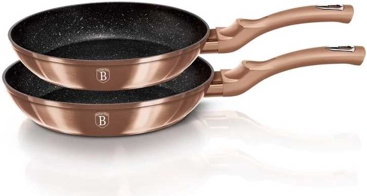 Berlingerhaus Pánev s mramorovým povrchem sada 2 ks Rosegold Metallic Line BH-1611