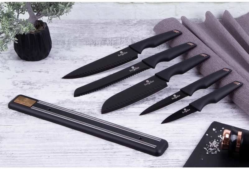Berlingerhaus Sada nožů s magnetickým držákem 6 ks Black Rose Collection BH-2698