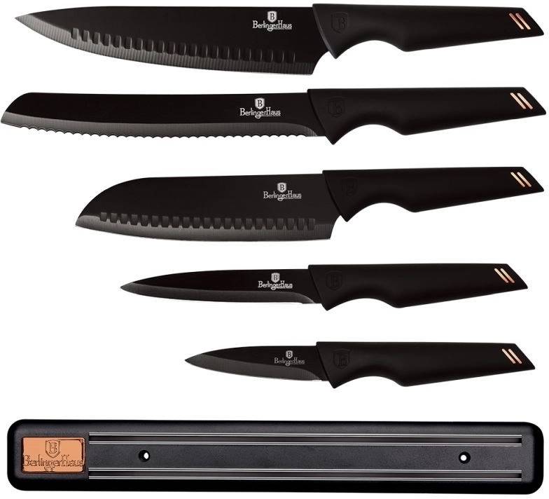 Berlingerhaus Sada nožů s magnetickým držákem 6 ks Black Rose Collection BH-2698