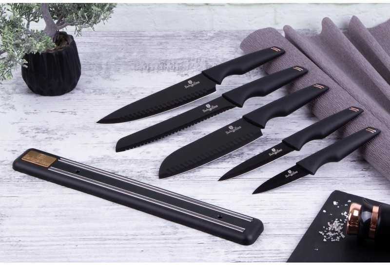 Berlingerhaus Sada nožů s magnetickým držákem 6 ks Black Rose Collection BH-2698