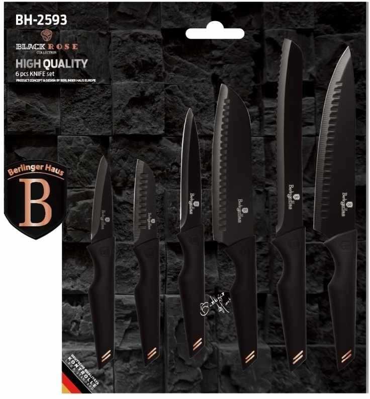 Berlingerhaus Sada nožů s nepřilnavým povrchem 6 ks Black Rose Collection BH-2593