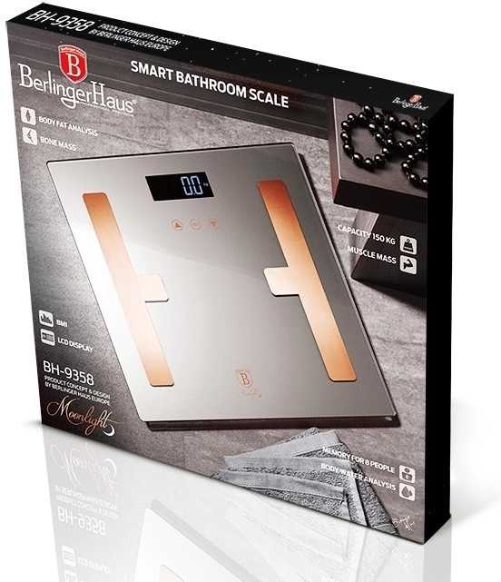 Berlingerhaus Osobní váha Smart s tělesnou analýzou 150 kg Moonlight Edition BH-9358