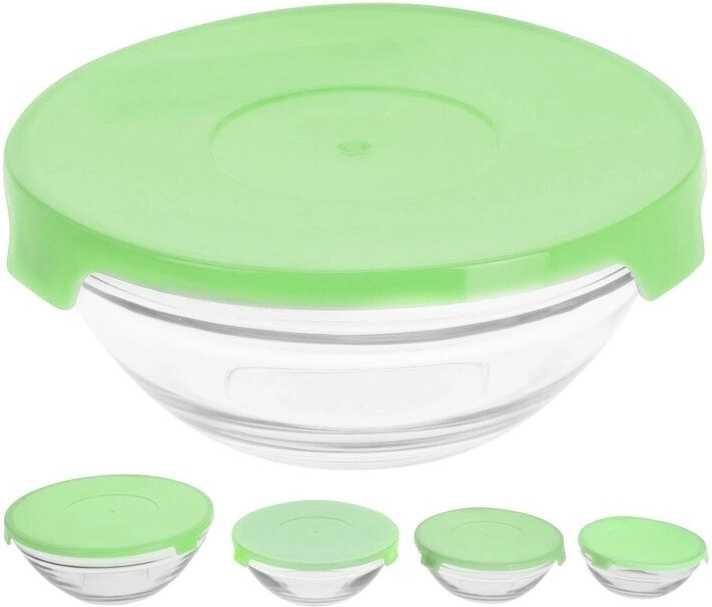 Excellent Sada misek s víkem sklo-plast 5 ks zelená KO-CC2200050zele
