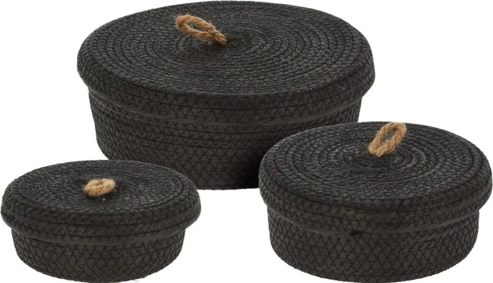 Homestyling Sada úložných košíků s víkem 3 ks černá KO-KR2002720