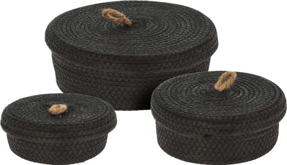 Homestyling Sada úložných košíků s víkem 3 ks černá KO-KR2002720