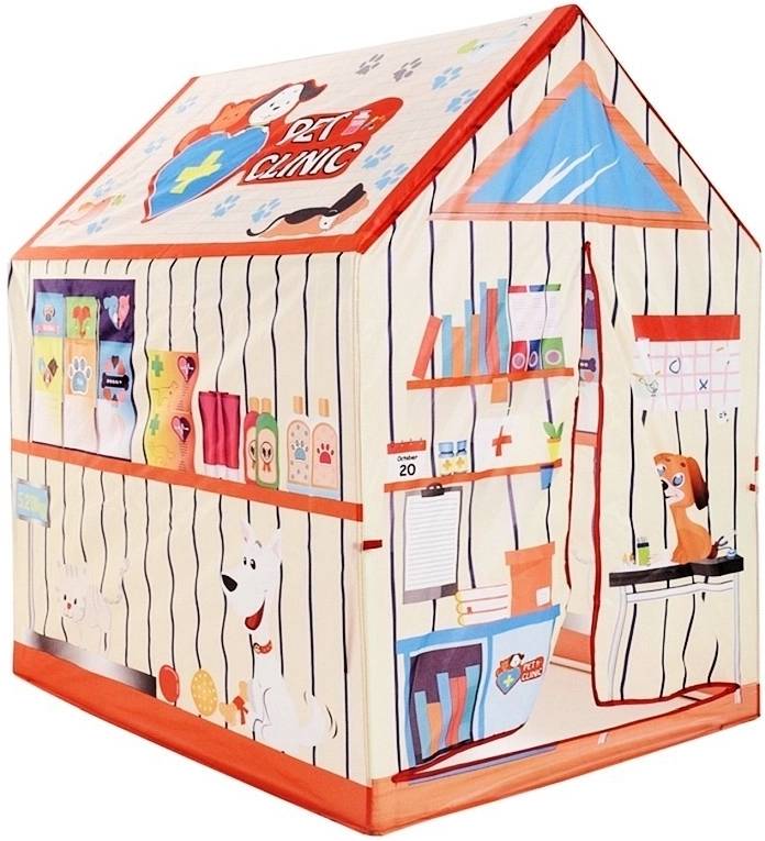 Homestyling Dětský stan na hraní 95 x 72 x 102 cm ZVÍŘECÍ KLINIKA KO-SP5000010zvir