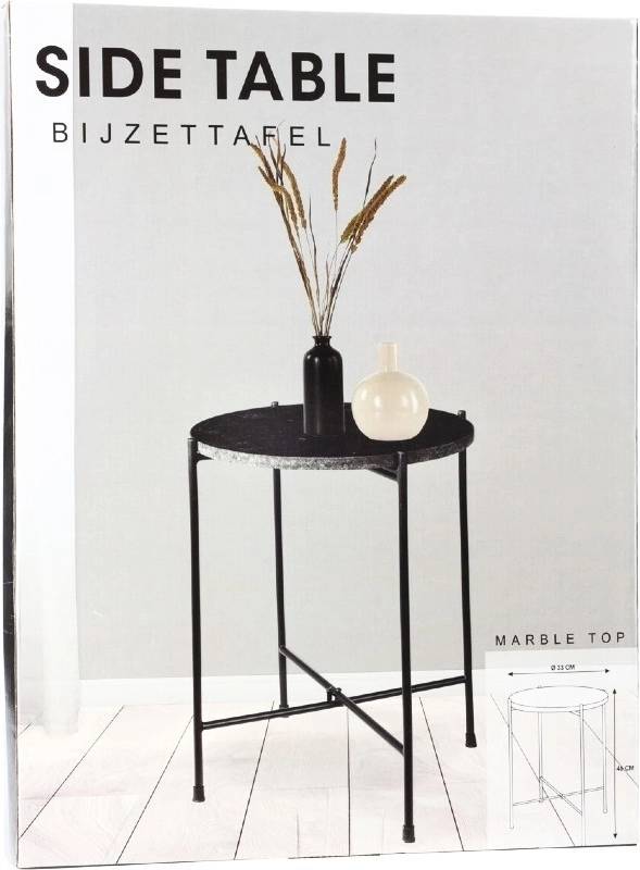 Homestyling Odkládací stolek mramorový černý 35x46 cm KO-A71100010