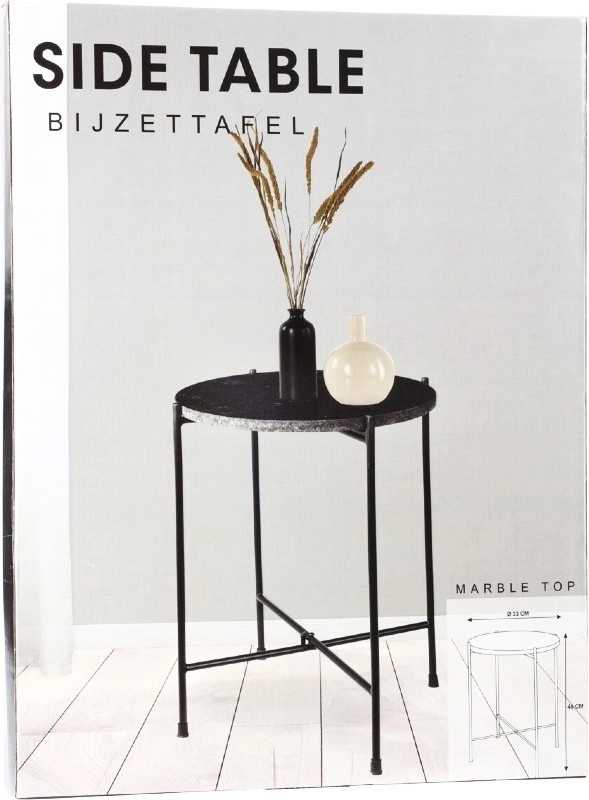 Homestyling Odkládací stolek mramorový černý 35x46 cm KO-A71100010