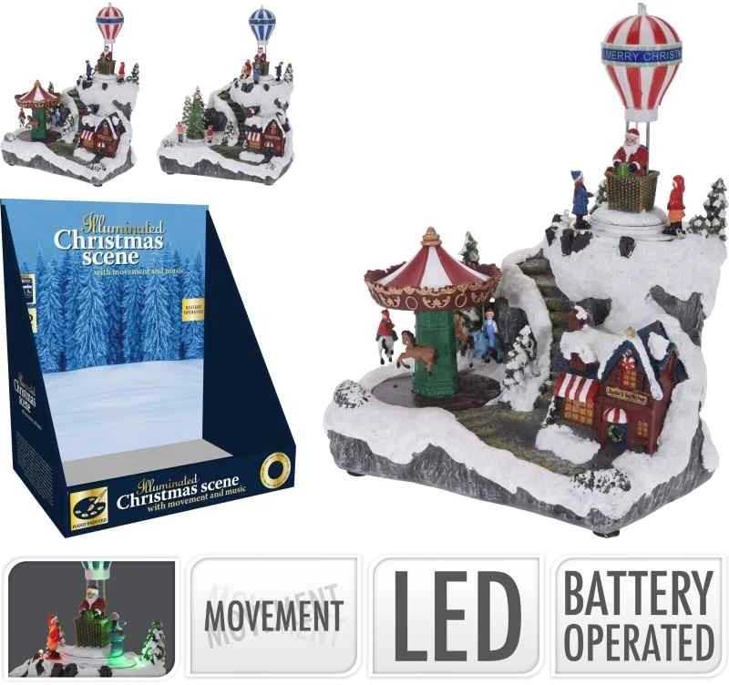 Homestyling Vánoční ozdoby scéna 245x117x295 mm KO-ACD003010