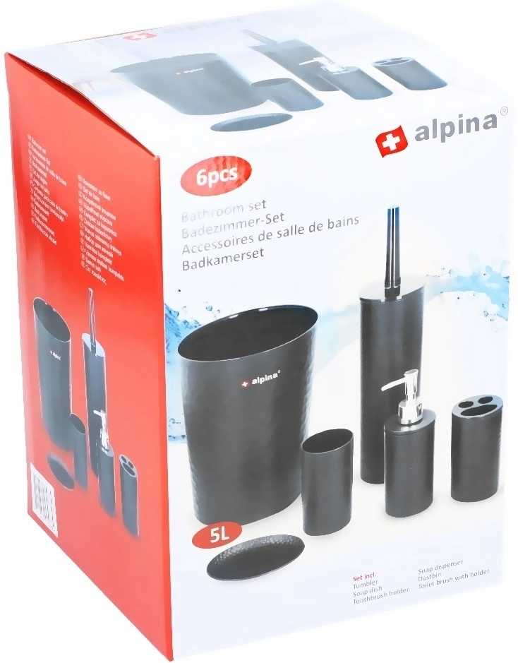 Alpina Doplňky do koupelny a wc 6 ks černáED-217988cern