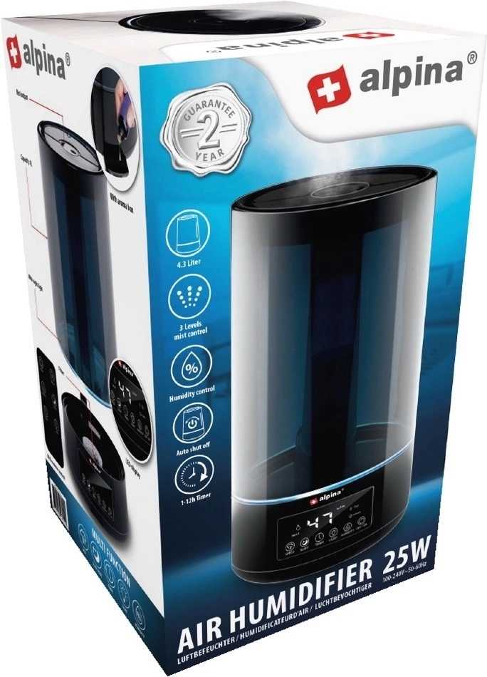 Alpina Zvlhčovač vzduchu s LED displejem 4,3 L černáED-247412
