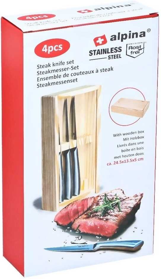 Alpina Steakový nůž v dřevěné krabičce sada 4 ksED-247384