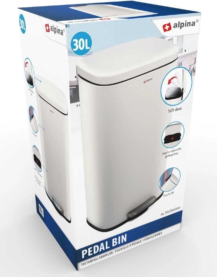 Alpina Odpadkový koš nášlapný s tichým zavíráním 30 LED-247398