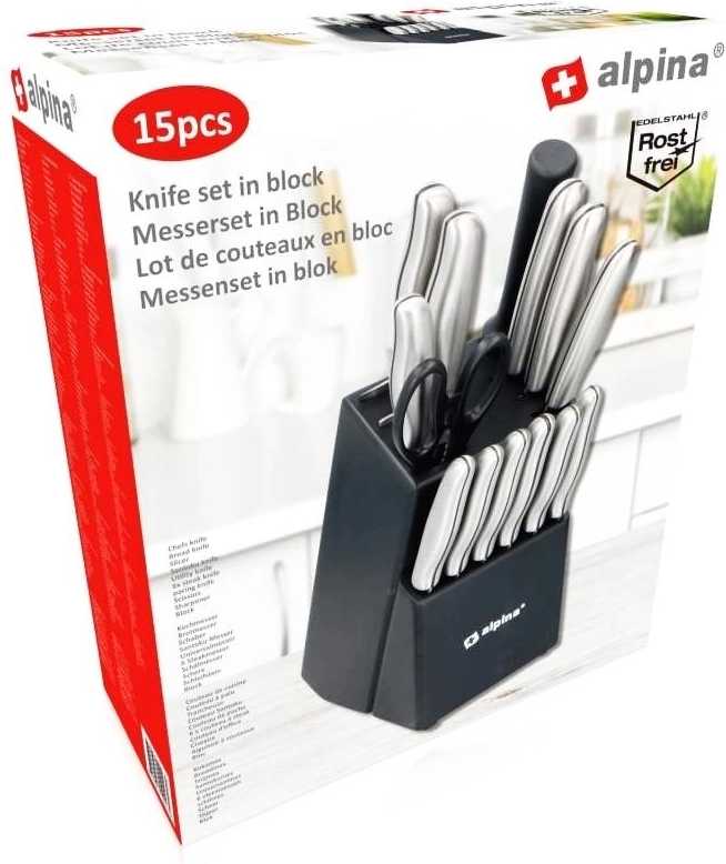 Alpina Sada nožů ve stojanu 15 ks nerez ocelED-212293