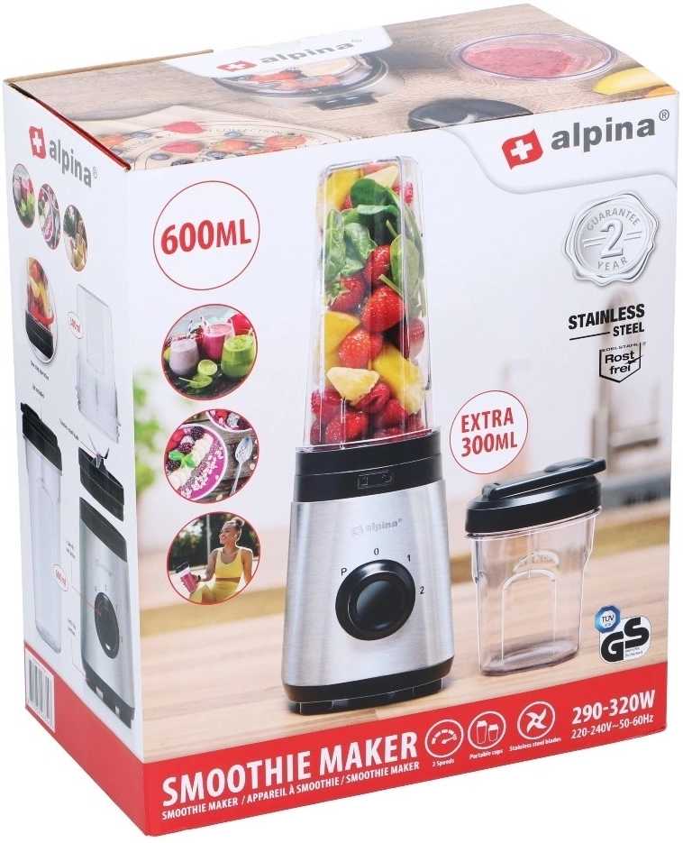 Alpina Smoothie mixér nerez ocel + dvě lahve 320WED-247354