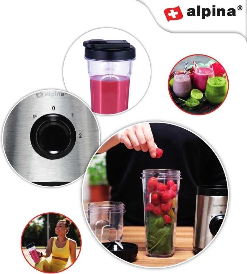 Alpina Smoothie mixér nerez ocel + dvě lahve 320WED-247354
