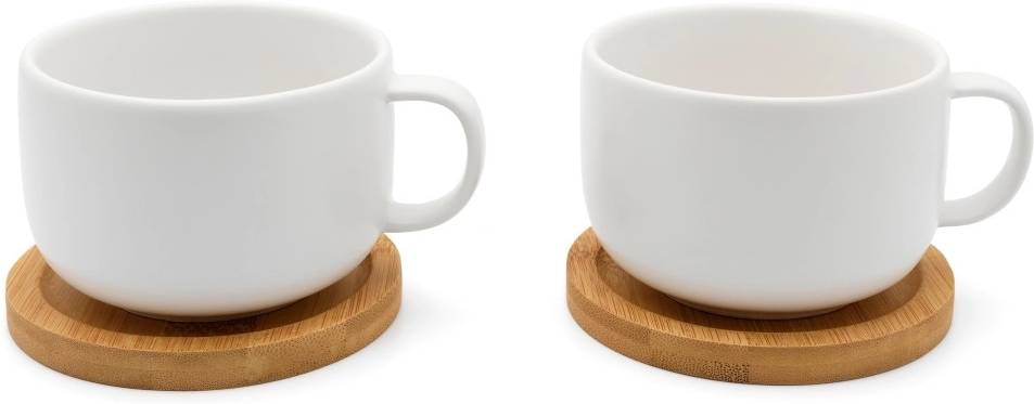 Bredemeijer Hrnek Umea 250ml s ouškem a s podtáckem White (sada 2 ks)