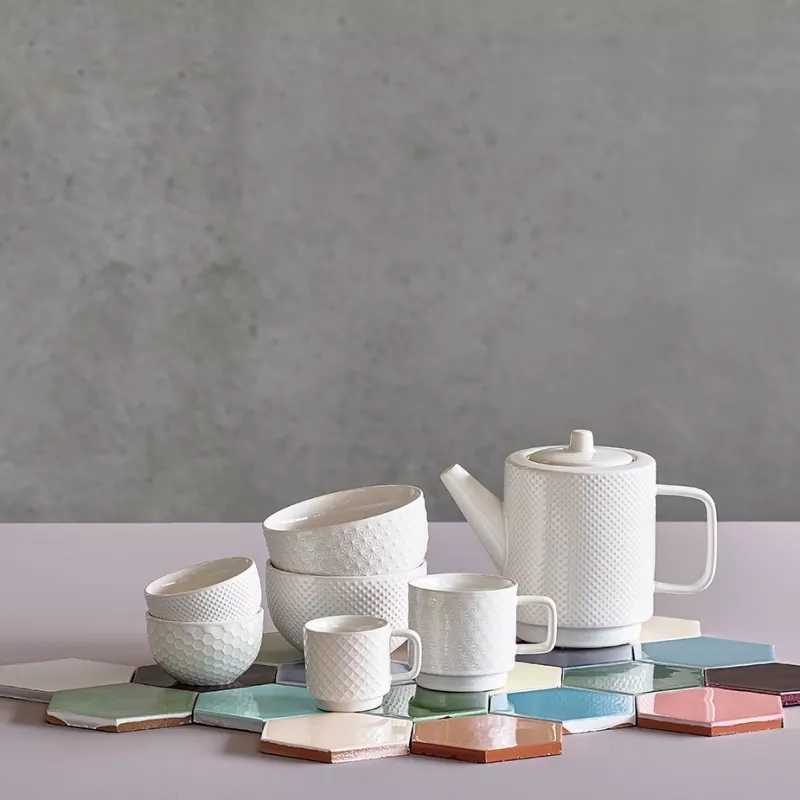 Villa Collection Konvička na čaj s filtrem Elstra Offwhite 1,05l