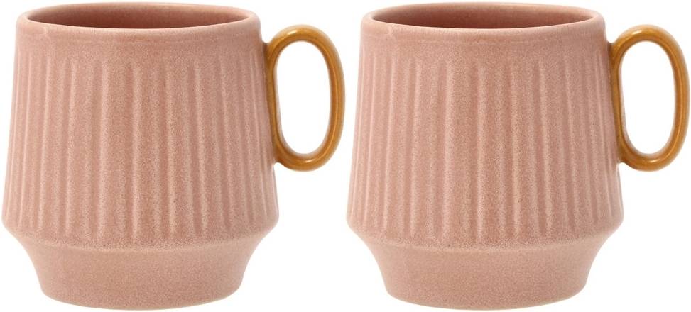 Villa Collection Rýhovaný kameninový hrnek s ouškem Styles 0,3l (2ks) Rose/Amber