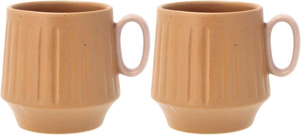 Villa Collection Rýhovaný kameninový hrnek s ouškem Styles 0,3l (2ks) Amber/Rose