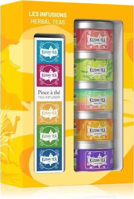 Kusmi Tea Organic Herbal Teas set 5ti miniatur se sítkem 105g