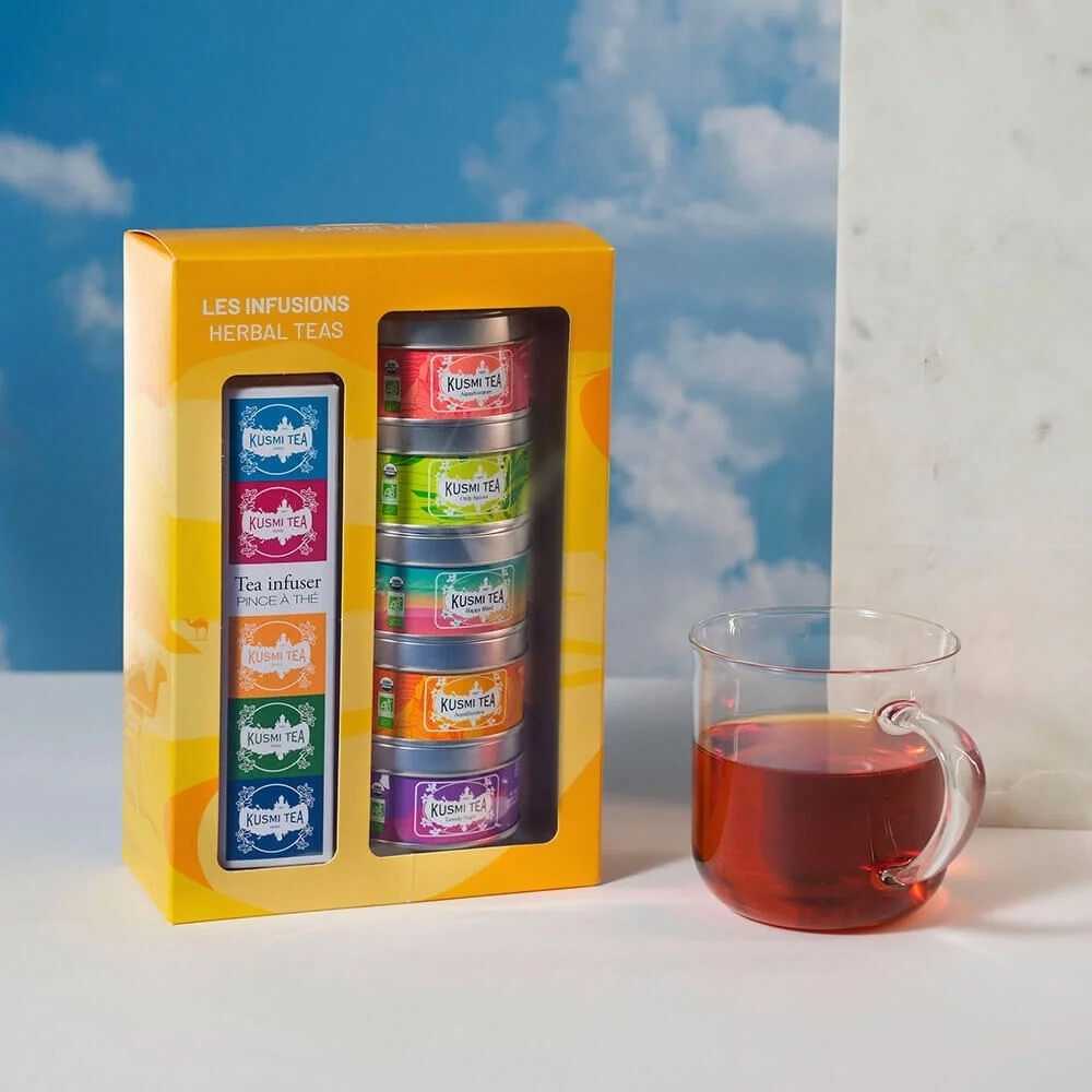 Kusmi Tea Organic Herbal Teas set 5ti miniatur se sítkem 105g