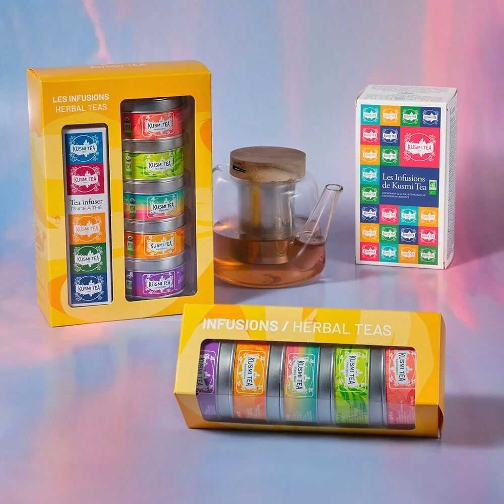 Kusmi Tea Organic Herbal Teas set 5ti miniatur se sítkem 105g