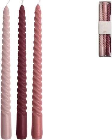 Gusta Set 3 svíček závit 25 cm starorůžová