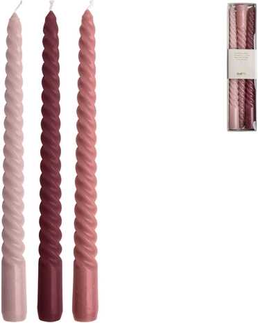 Gusta Set 3 svíček závit 25 cm starorůžová