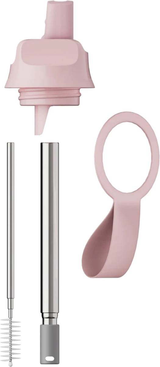 Chilly's Bottles Sada Flip s víčem a brčkem pro láhve Chilly's Bottles Series 2, jemně růžová